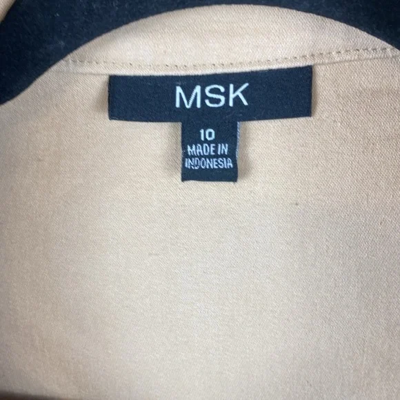 MSK Tan Button-Up Short Sleeve Shirt Cotton Dress Sz M - Picture 8 of 13